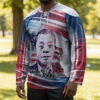 James Baldwin Hockey Jersey Artistic Portrait Quote on Love and Awareness Civil Rights Tribute - Wonder Print Shop