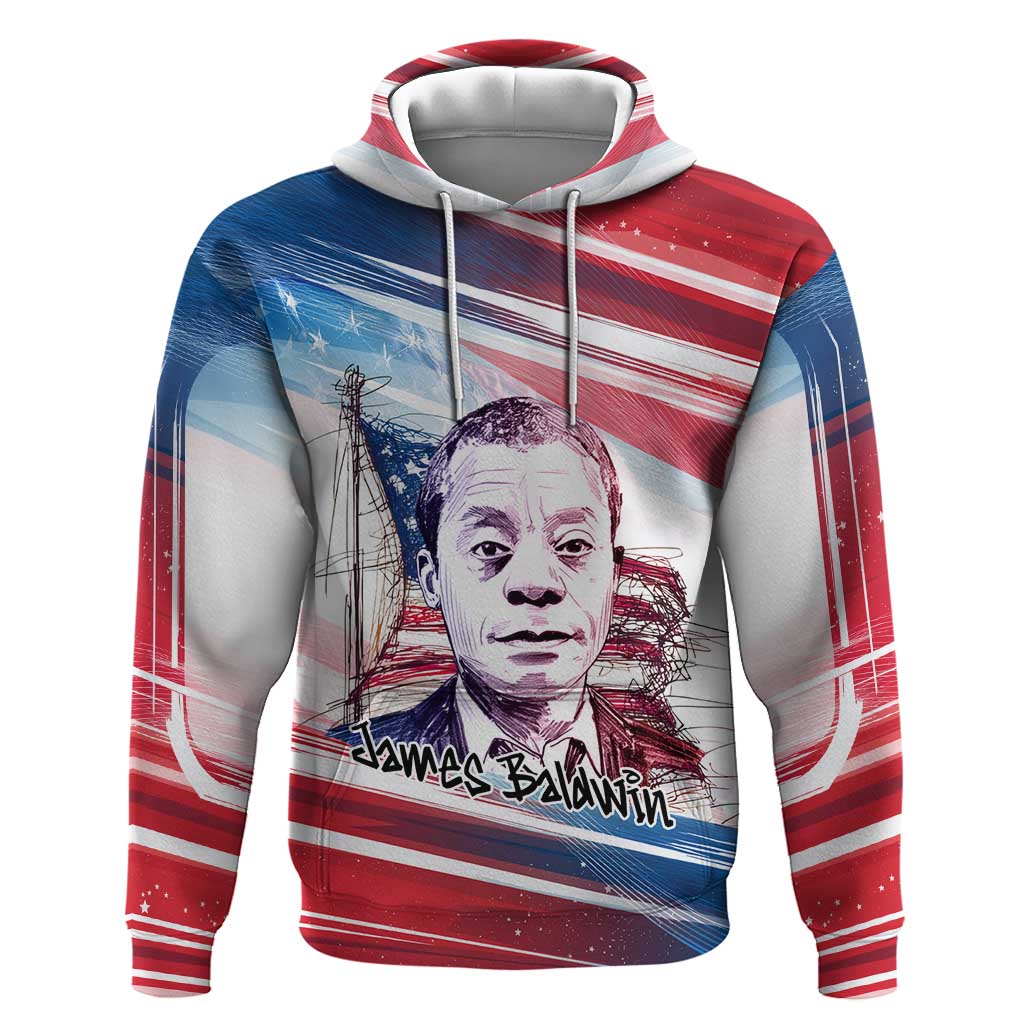 James Baldwin Hoodie Artistic Portrait Quote on Love and Awareness Civil Rights Tribute - Wonder Print Shop