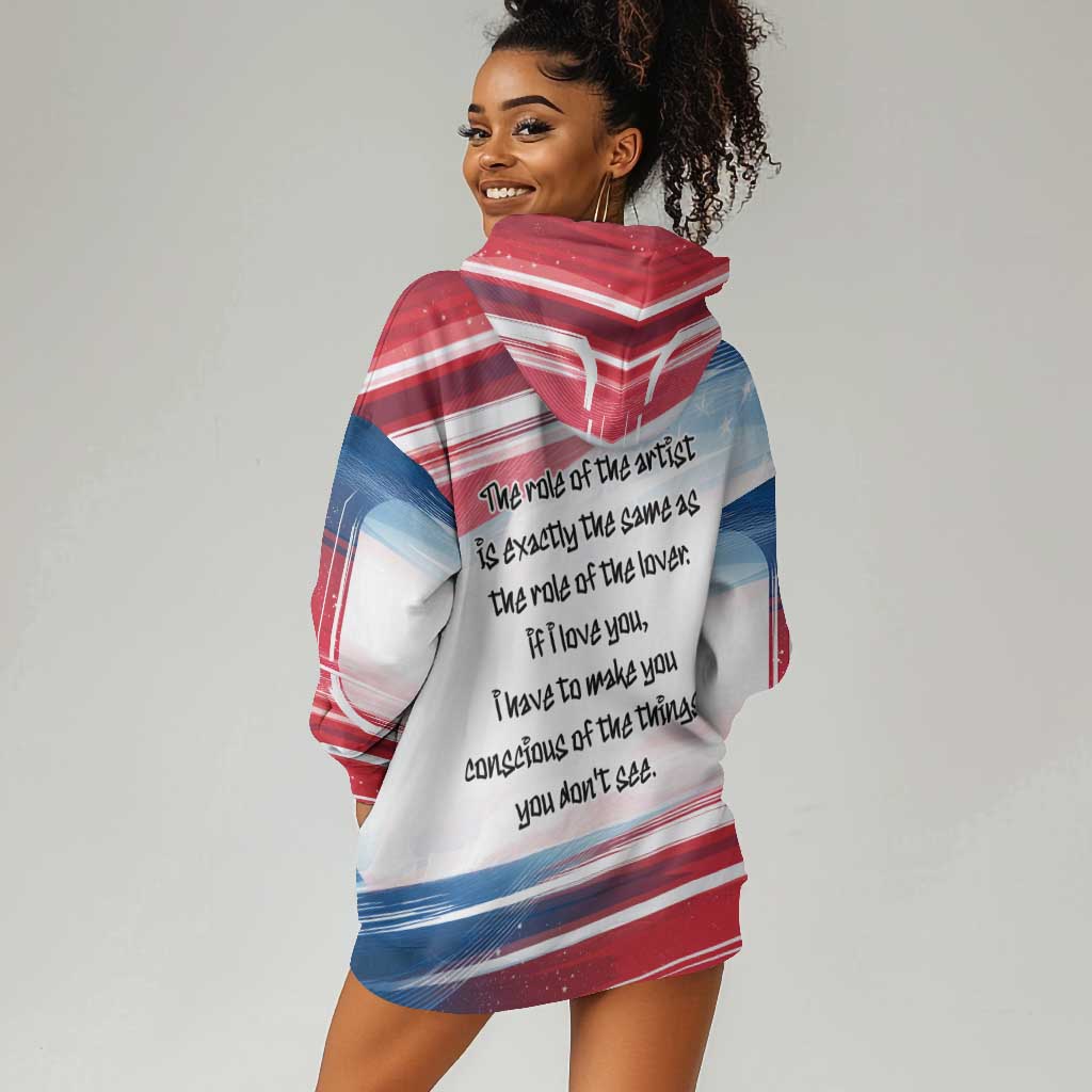James Baldwin Hoodie Dress Artistic Portrait Quote on Love and Awareness Civil Rights Tribute - Wonder Print Shop