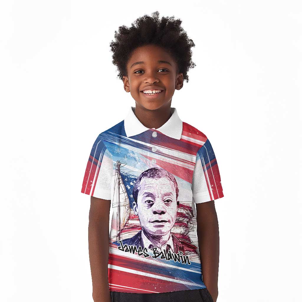 James Baldwin Kid Polo Shirt Artistic Portrait Quote on Love and Awareness Civil Rights Tribute TS04