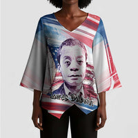 James Baldwin Kimono Sleeve Blouse Artistic Portrait Quote on Love and Awareness Civil Rights Tribute - Wonder Print Shop