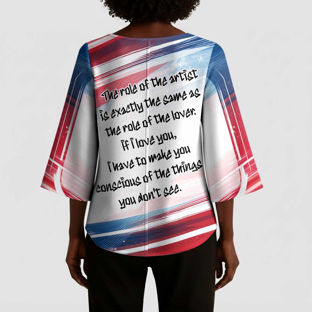 James Baldwin Kimono Sleeve Blouse Artistic Portrait Quote on Love and Awareness Civil Rights Tribute - Wonder Print Shop
