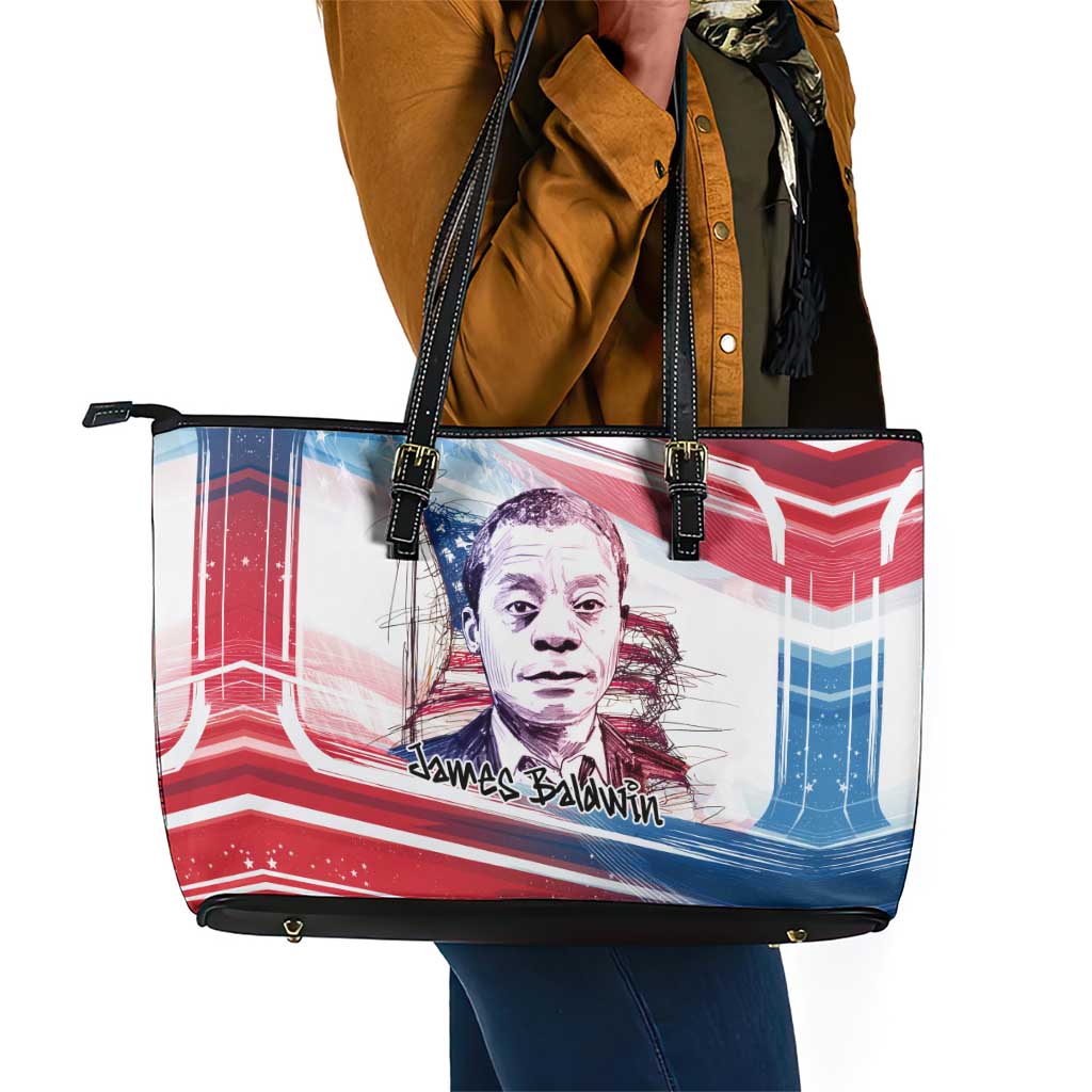 James Baldwin Leather Tote Bag Artistic Portrait Quote on Love and Awareness Civil Rights Tribute - Wonder Print Shop