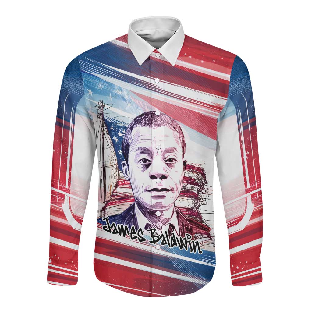 James Baldwin Long Sleeve Button Shirt Artistic Portrait Quote on Love and Awareness Civil Rights Tribute - Wonder Print Shop