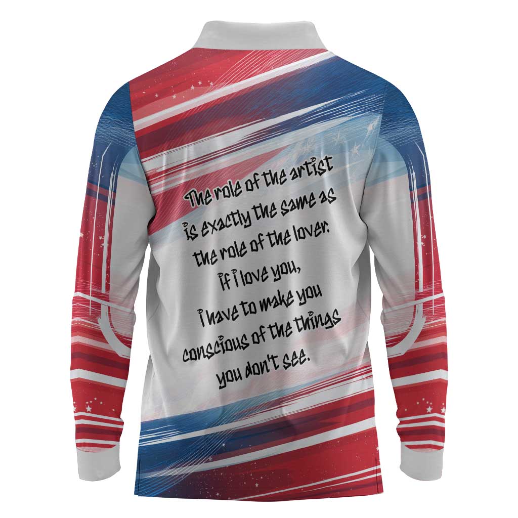 James Baldwin Long Sleeve Polo Shirt Artistic Portrait Quote on Love and Awareness Civil Rights Tribute - Wonder Print Shop