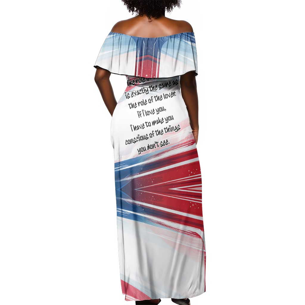 James Baldwin Off Shoulder Maxi Dress Artistic Portrait Quote on Love and Awareness Civil Rights Tribute - Wonder Print Shop