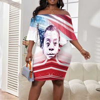 James Baldwin Off Shoulder Short Dress Artistic Portrait Quote on Love and Awareness Civil Rights Tribute - Wonder Print Shop