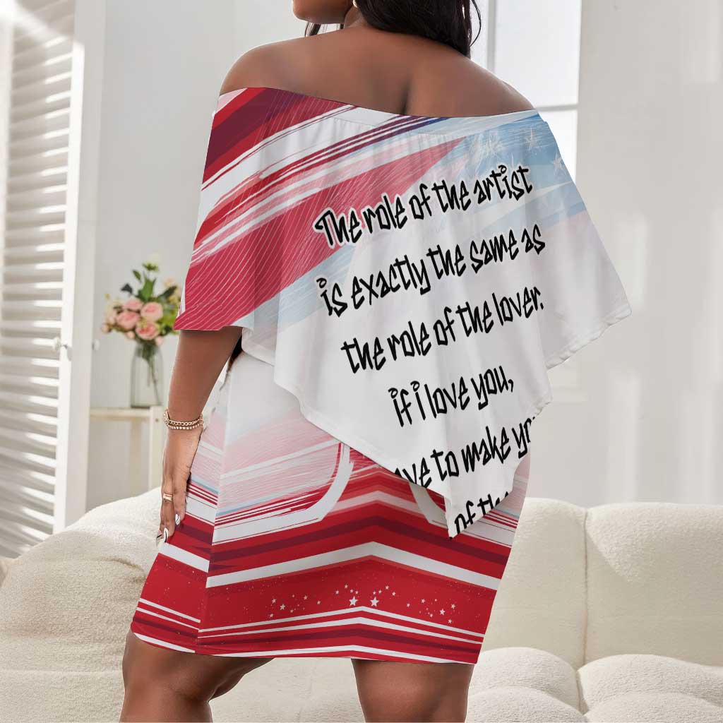 James Baldwin Off Shoulder Short Dress Artistic Portrait Quote on Love and Awareness Civil Rights Tribute - Wonder Print Shop
