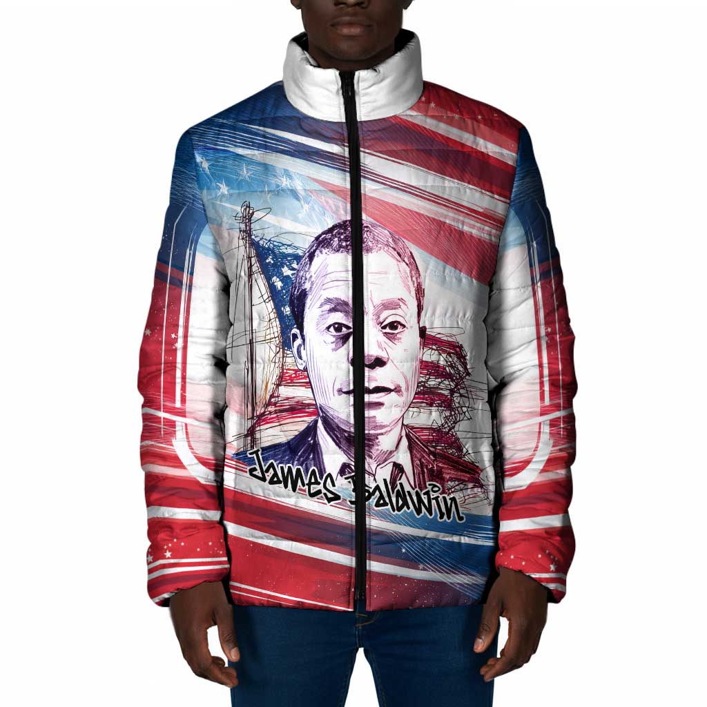 James Baldwin Padded Jacket Artistic Portrait Quote on Love and Awareness Civil Rights Tribute - Wonder Print Shop