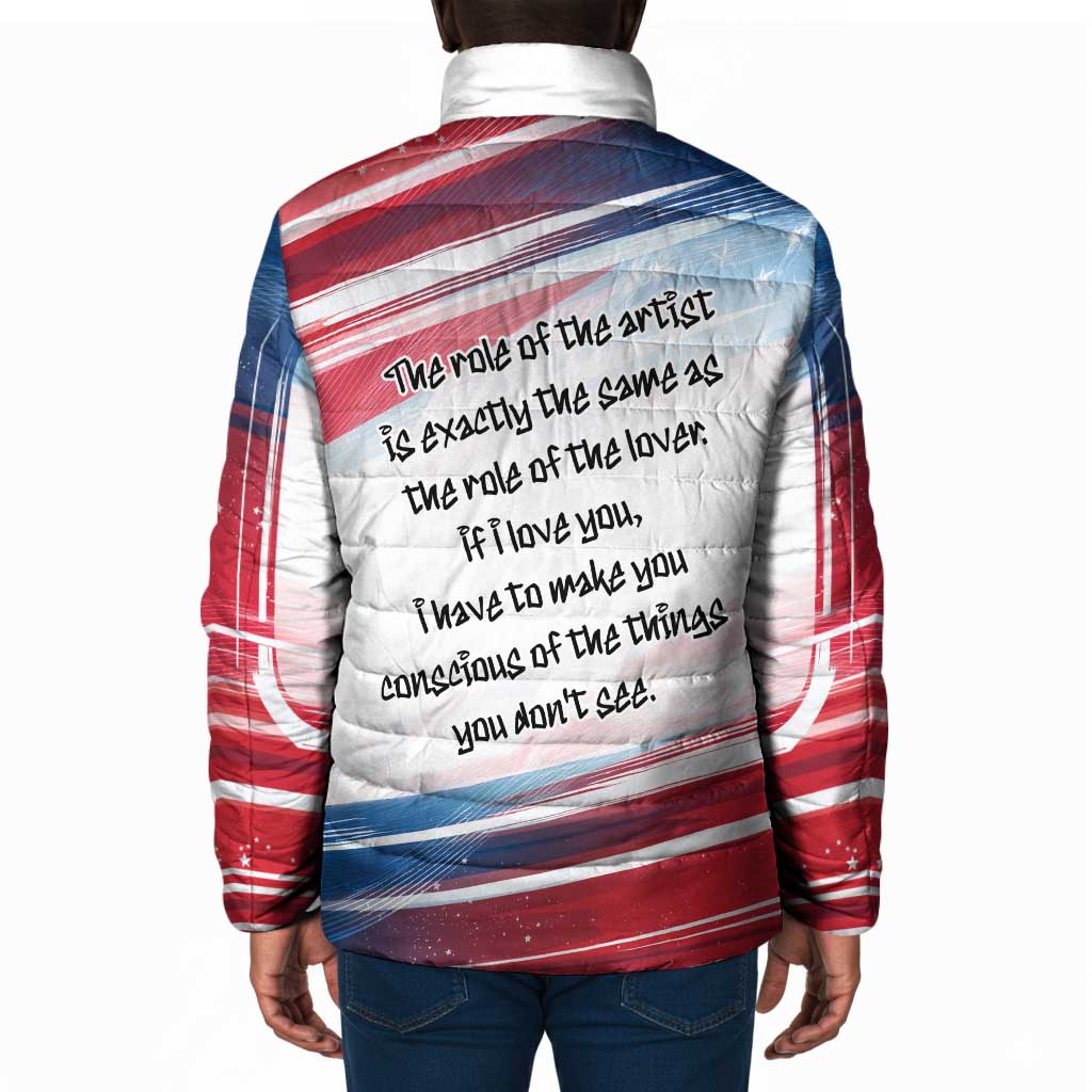 James Baldwin Padded Jacket Artistic Portrait Quote on Love and Awareness Civil Rights Tribute - Wonder Print Shop