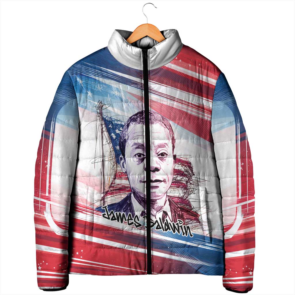 James Baldwin Padded Jacket Artistic Portrait Quote on Love and Awareness Civil Rights Tribute - Wonder Print Shop