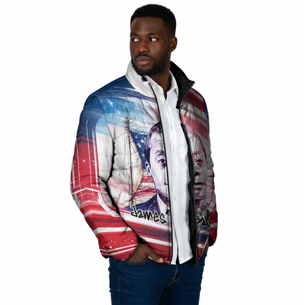 James Baldwin Padded Jacket Artistic Portrait Quote on Love and Awareness Civil Rights Tribute - Wonder Print Shop