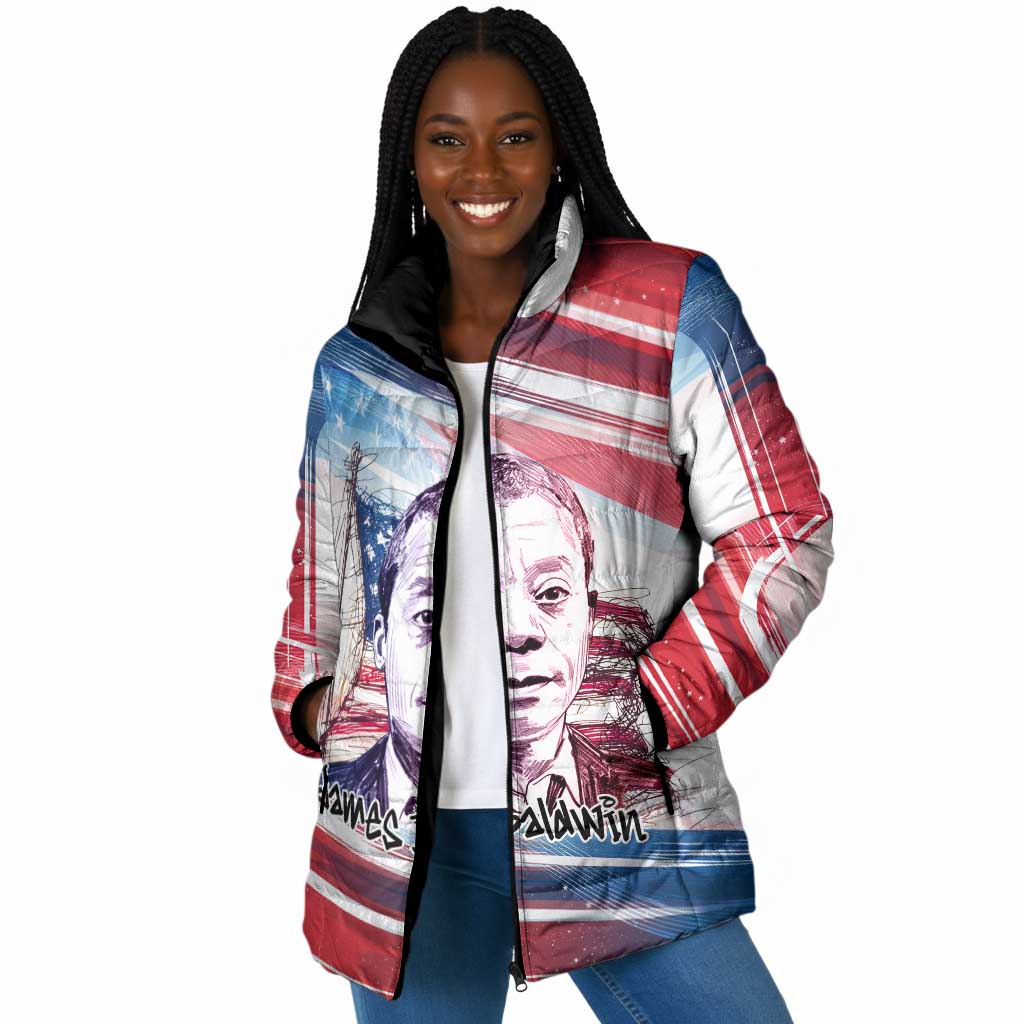 James Baldwin Padded Jacket Artistic Portrait Quote on Love and Awareness Civil Rights Tribute - Wonder Print Shop