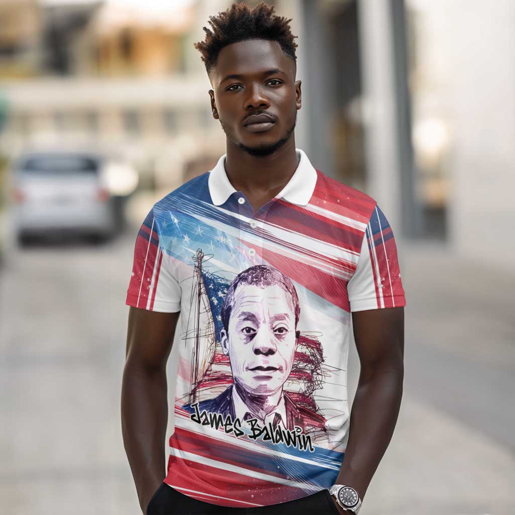 James Baldwin Polo Shirt Artistic Portrait Quote on Love and Awareness Civil Rights Tribute TS04