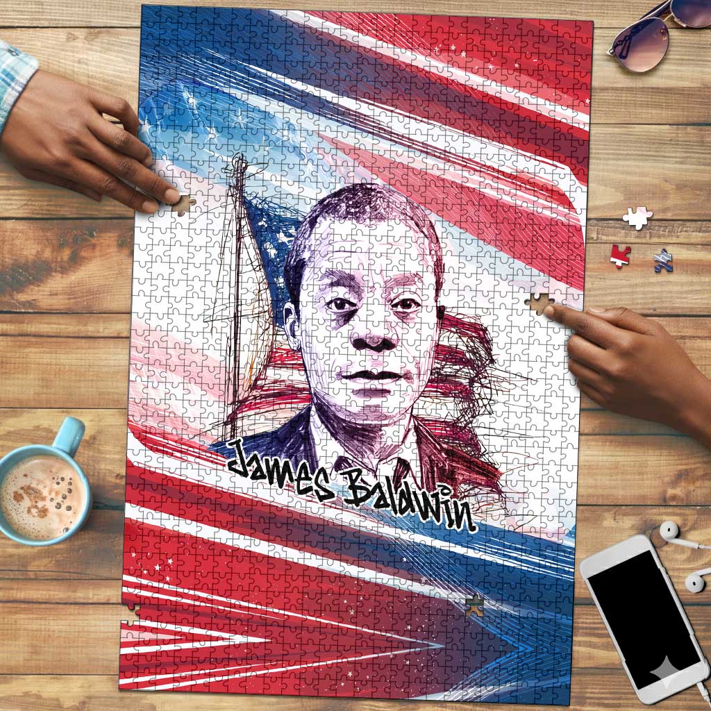 James Baldwin Puzzle Artistic Portrait Quote on Love and Awareness Civil Rights Tribute - Wonder Print Shop