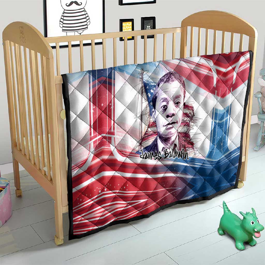 James Baldwin Quilt Artistic Portrait Quote on Love and Awareness Civil Rights Tribute - Wonder Print Shop