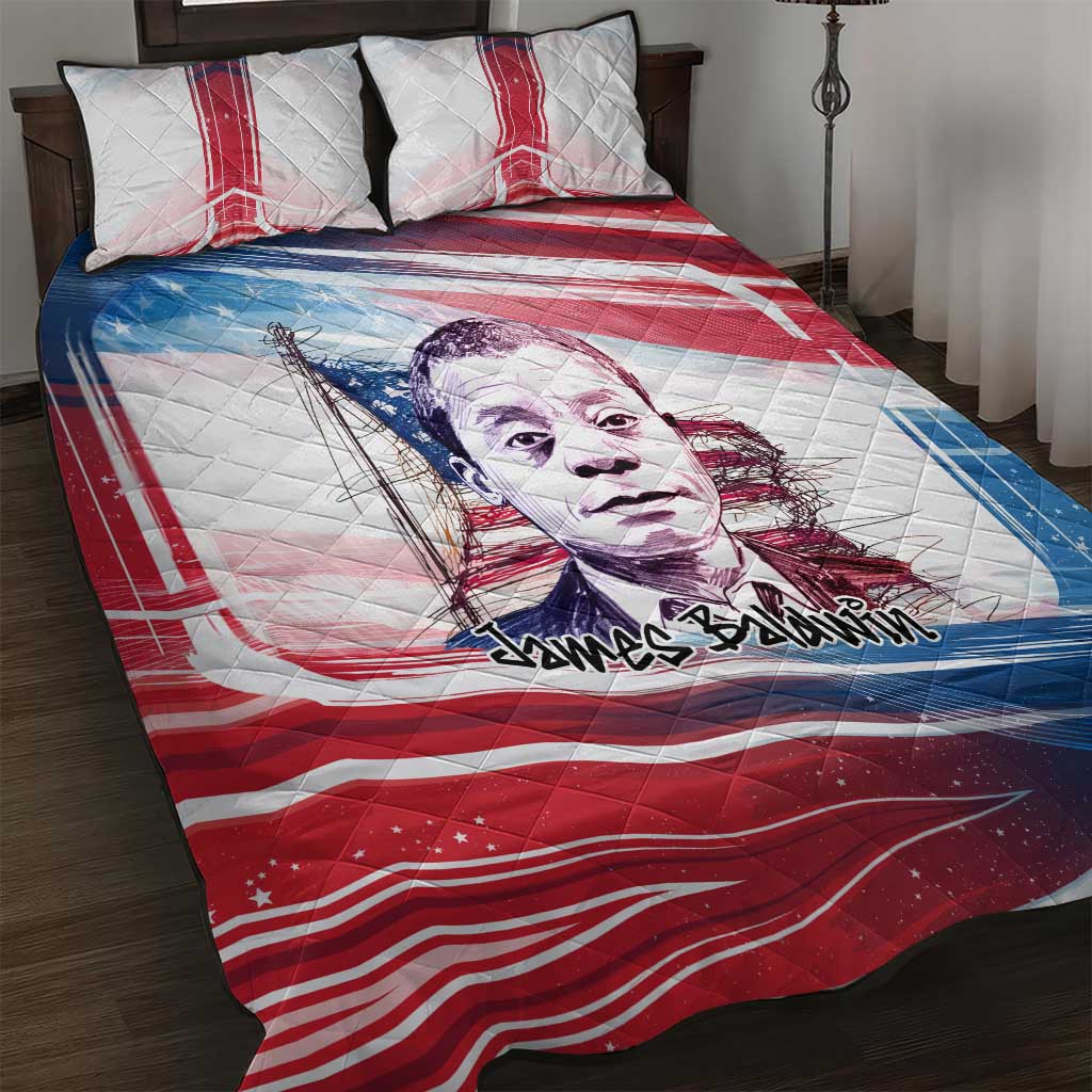James Baldwin Quilt Bed Set Artistic Portrait Quote on Love and Awareness Civil Rights Tribute - Wonder Print Shop