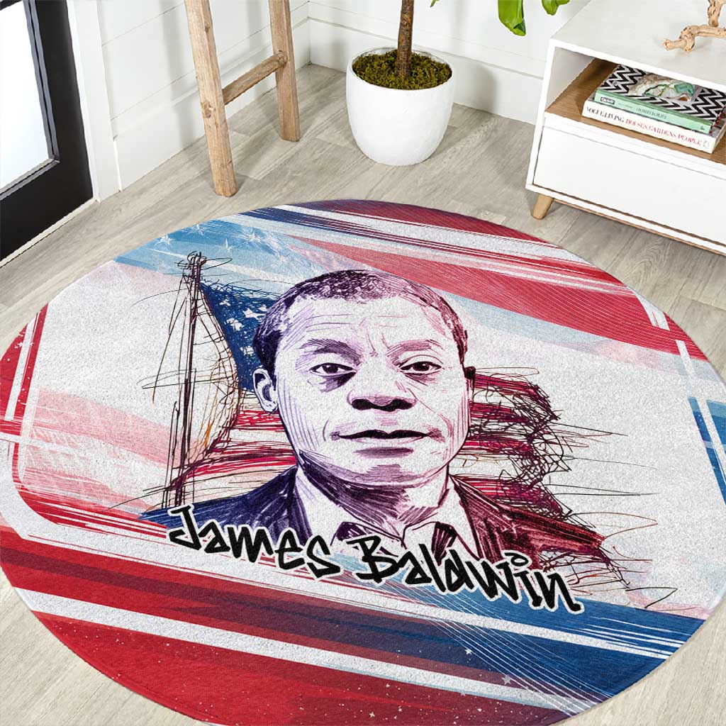 James Baldwin Round Carpet Artistic Portrait Quote on Love and Awareness Civil Rights Tribute - Wonder Print Shop