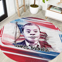 James Baldwin Round Carpet Artistic Portrait Quote on Love and Awareness Civil Rights Tribute - Wonder Print Shop
