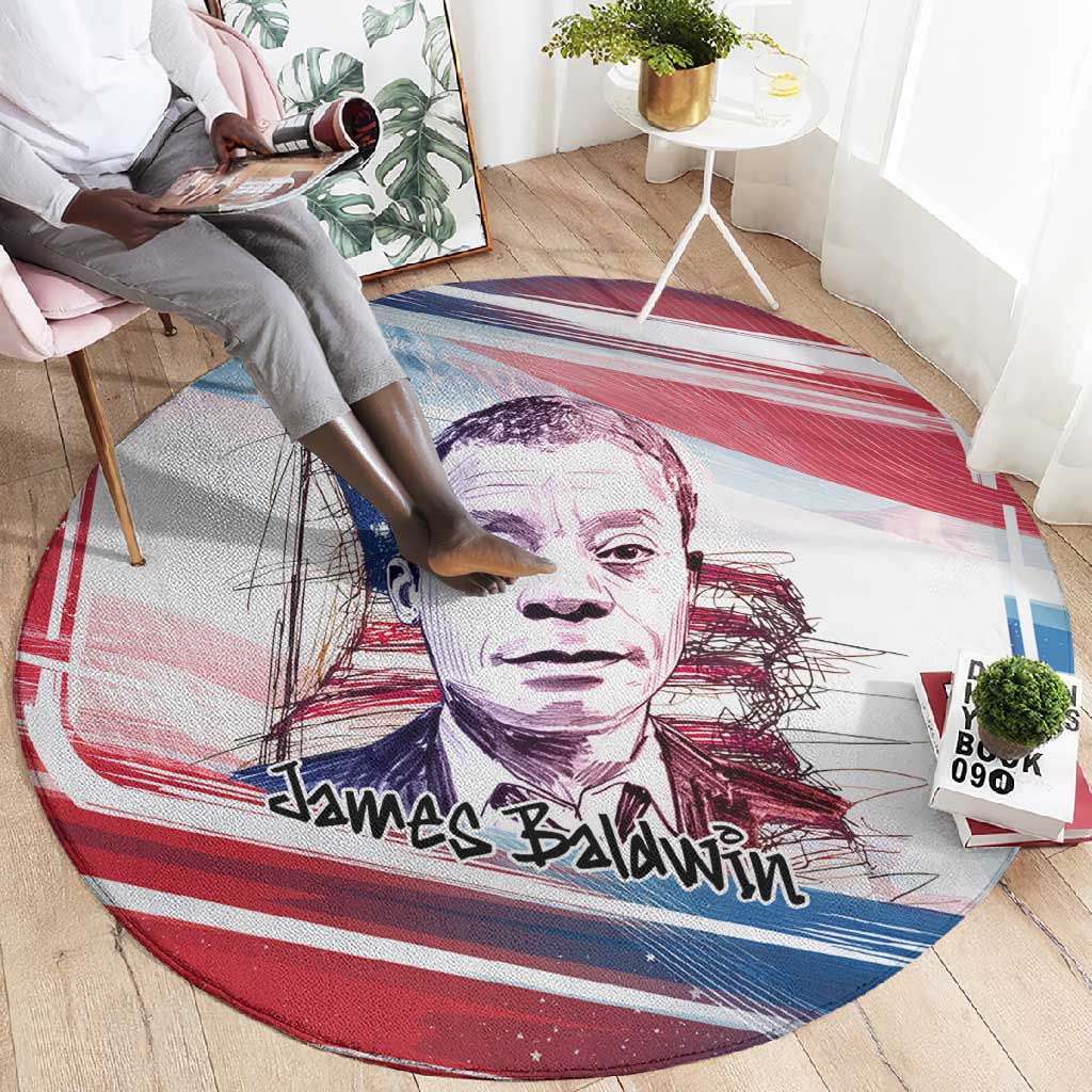 James Baldwin Round Carpet Artistic Portrait Quote on Love and Awareness Civil Rights Tribute - Wonder Print Shop