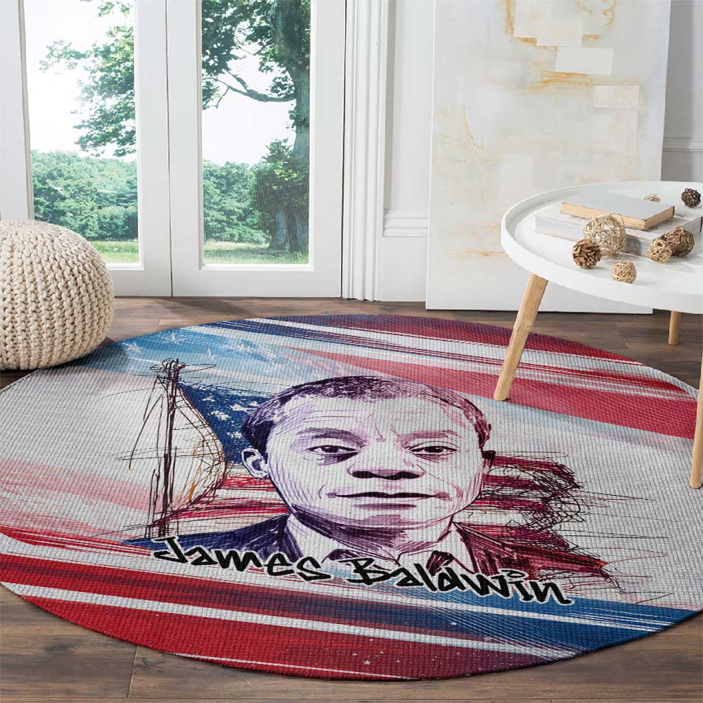 James Baldwin Round Carpet Artistic Portrait Quote on Love and Awareness Civil Rights Tribute - Wonder Print Shop