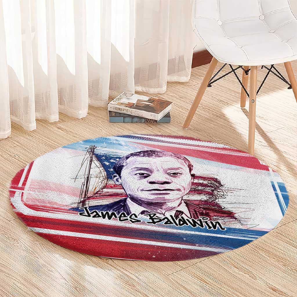 James Baldwin Round Carpet Artistic Portrait Quote on Love and Awareness Civil Rights Tribute - Wonder Print Shop