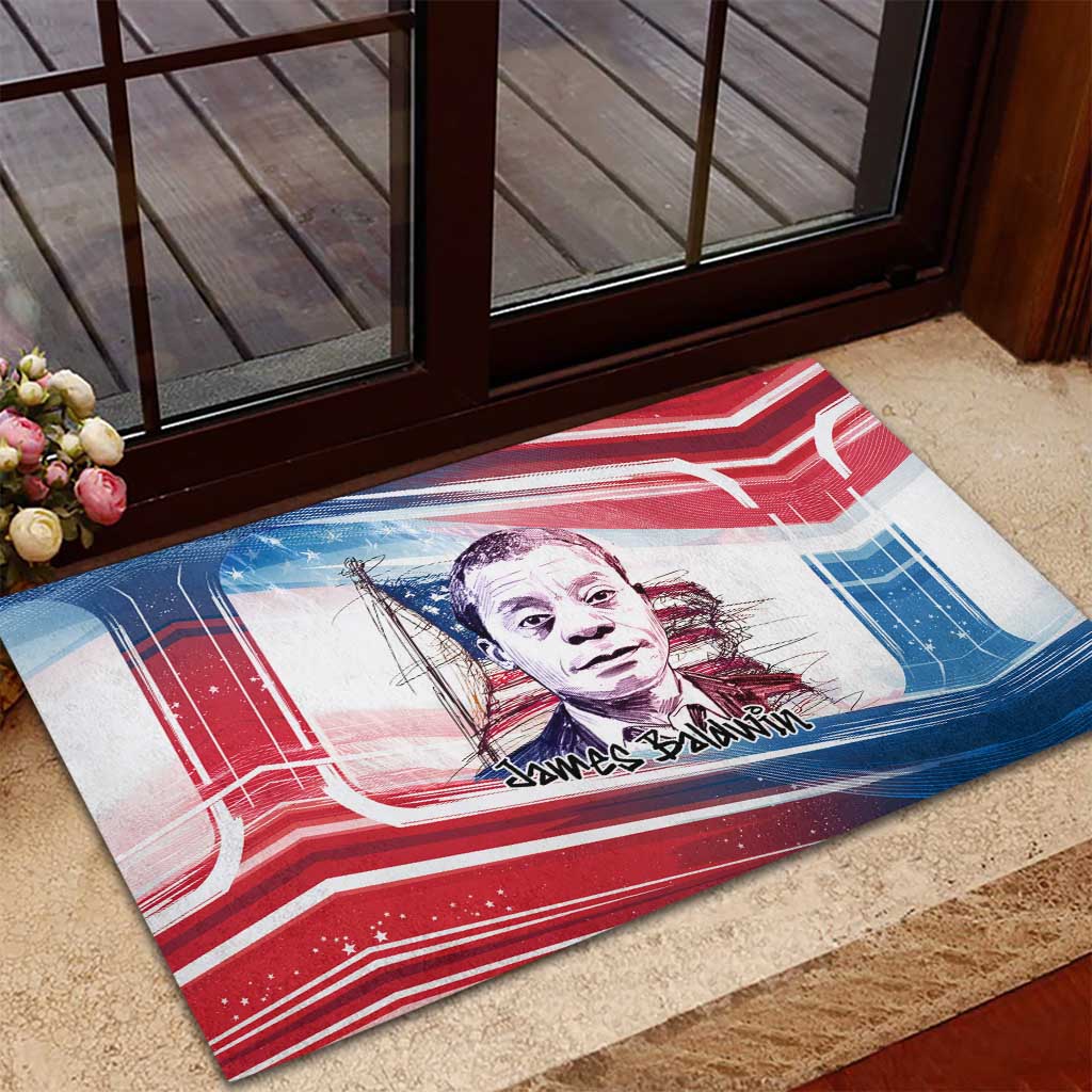 James Baldwin Rubber Doormat Artistic Portrait Quote on Love and Awareness Civil Rights Tribute - Wonder Print Shop