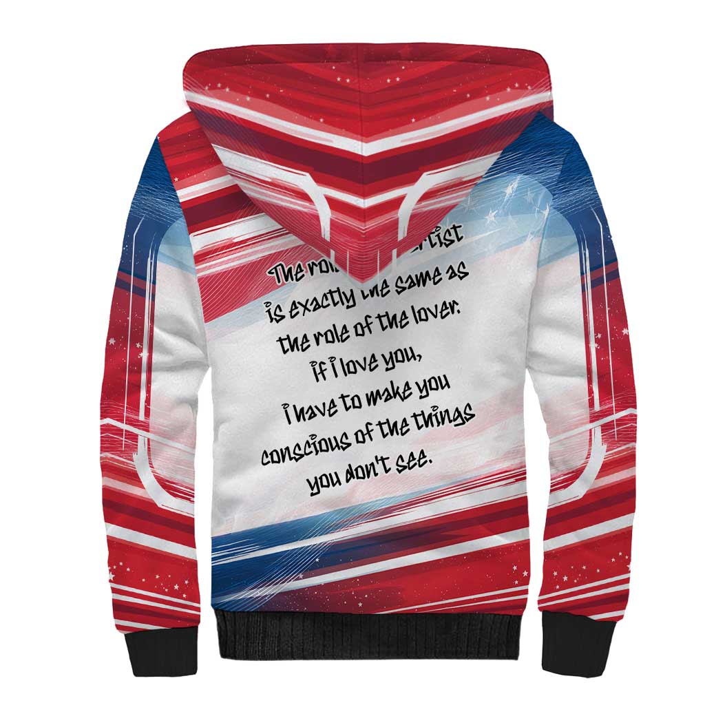 James Baldwin Sherpa Hoodie Artistic Portrait Quote on Love and Awareness Civil Rights Tribute - Wonder Print Shop