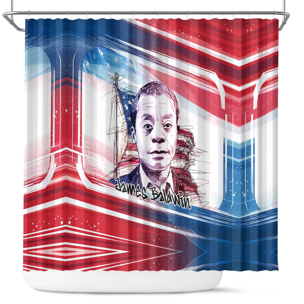 James Baldwin Shower Curtain Artistic Portrait Quote on Love and Awareness Civil Rights Tribute - Wonder Print Shop