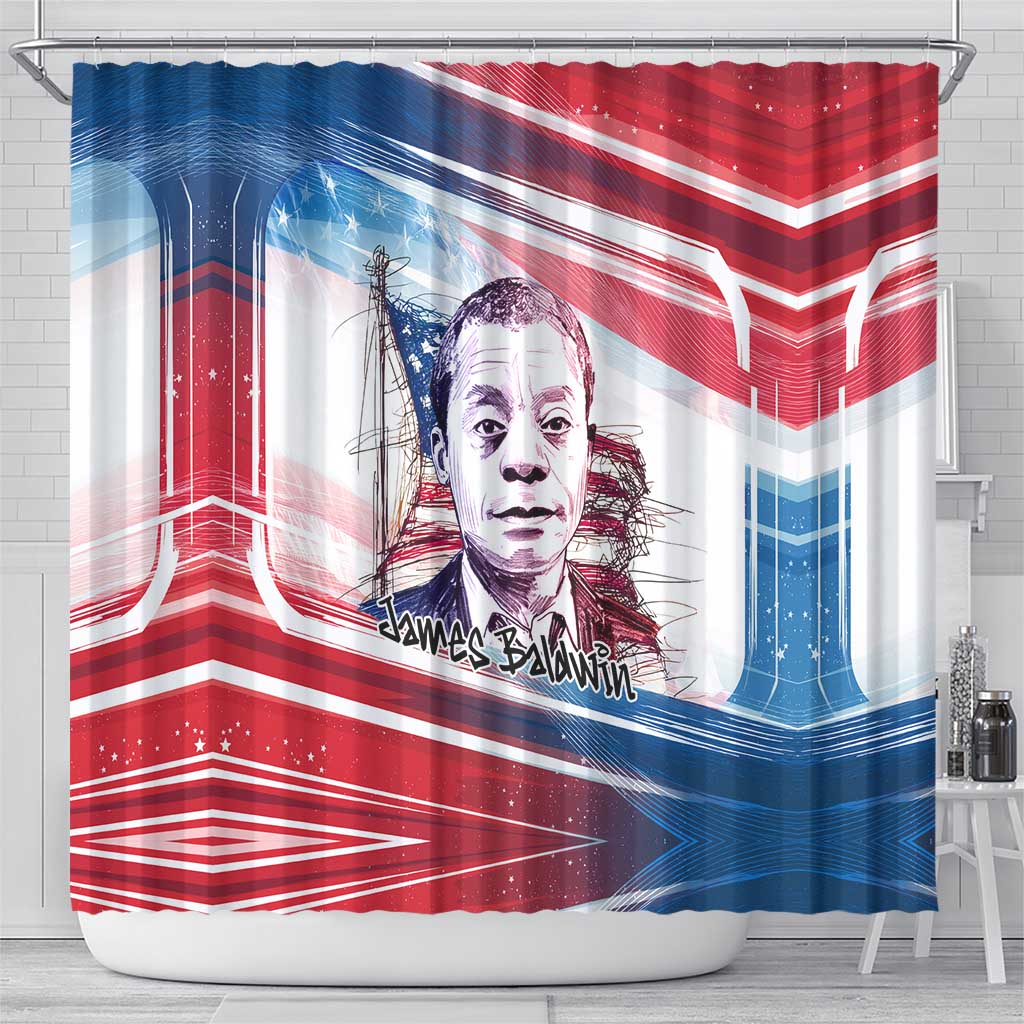 James Baldwin Shower Curtain Artistic Portrait Quote on Love and Awareness Civil Rights Tribute - Wonder Print Shop
