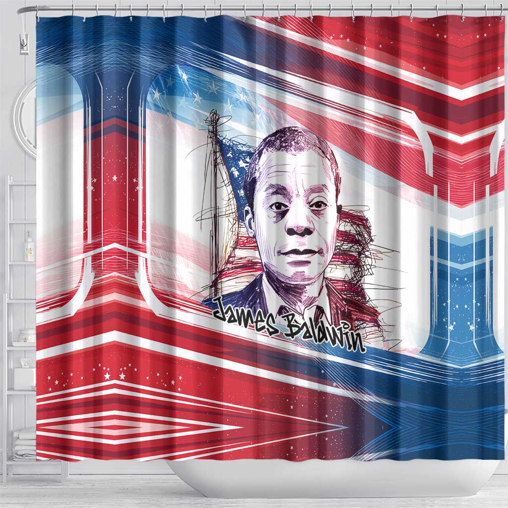 James Baldwin Shower Curtain Artistic Portrait Quote on Love and Awareness Civil Rights Tribute - Wonder Print Shop