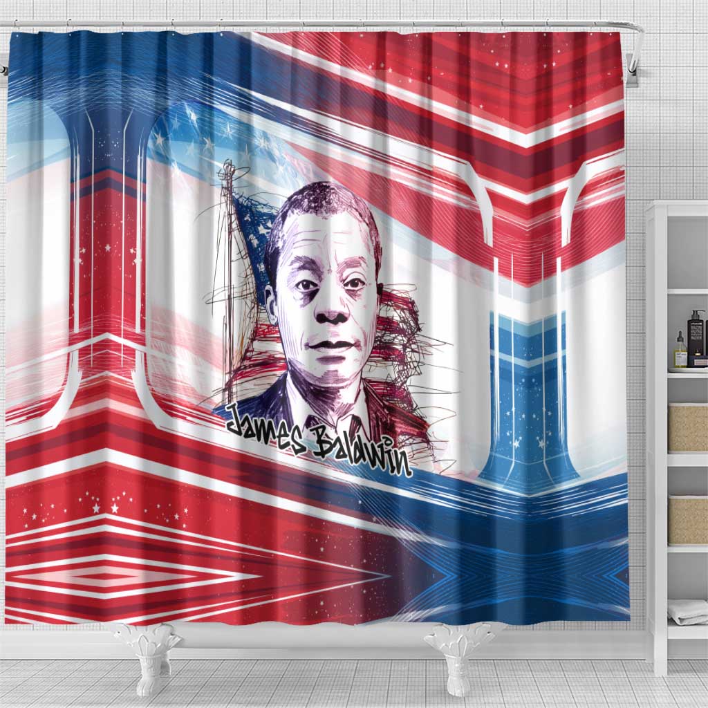 James Baldwin Shower Curtain Artistic Portrait Quote on Love and Awareness Civil Rights Tribute - Wonder Print Shop