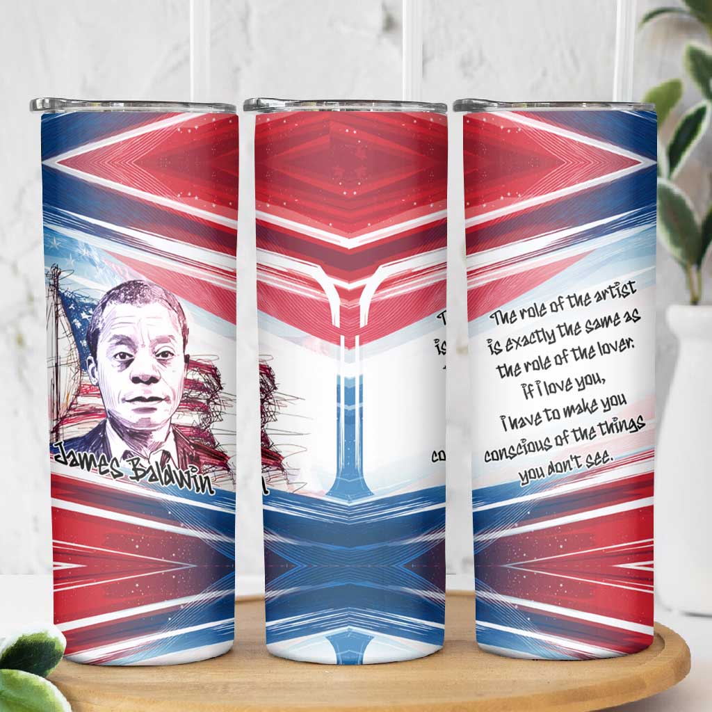 James Baldwin Skinny Tumbler Artistic Portrait Quote on Love and Awareness Civil Rights Tribute - Wonder Print Shop