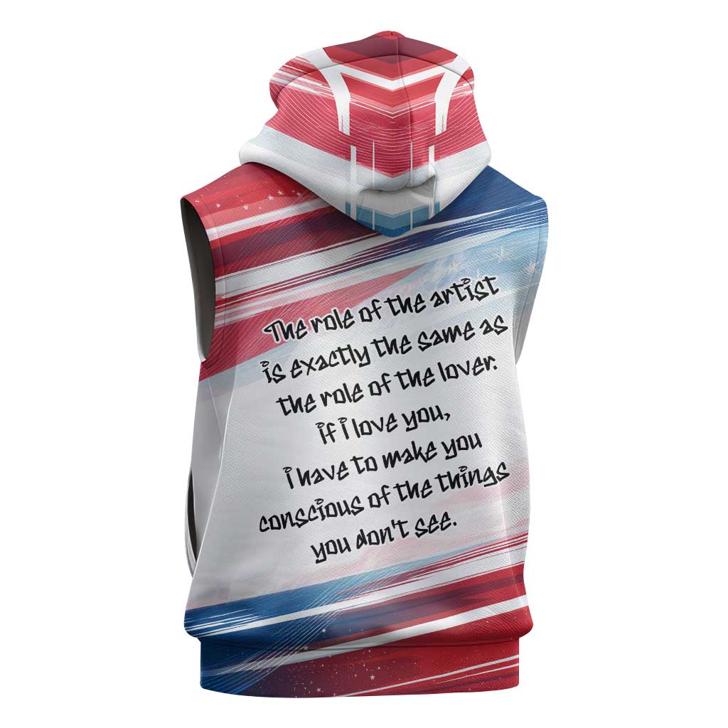 James Baldwin Sleeveless Hoodie Artistic Portrait Quote on Love and Awareness Civil Rights Tribute - Wonder Print Shop