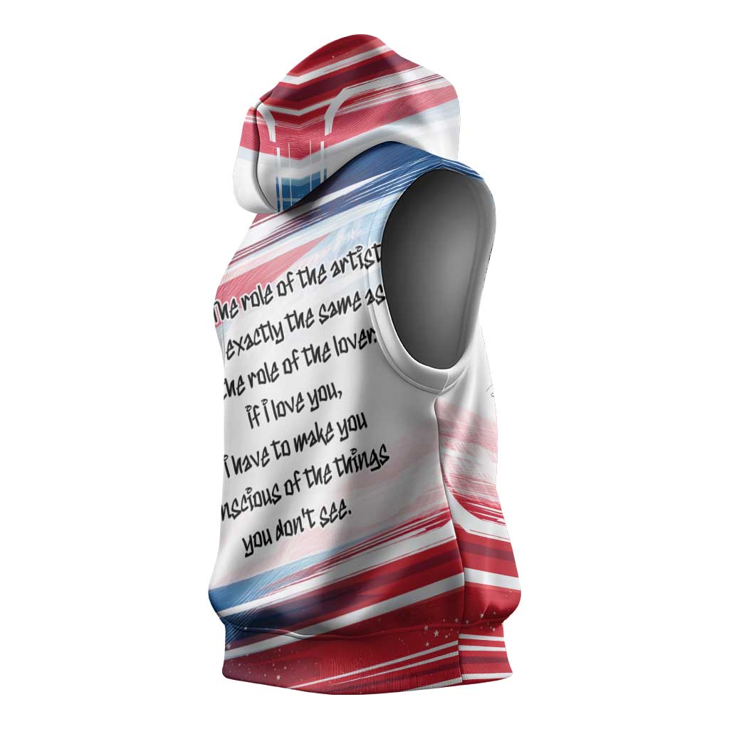 James Baldwin Sleeveless Hoodie Artistic Portrait Quote on Love and Awareness Civil Rights Tribute - Wonder Print Shop