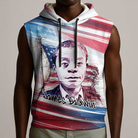 James Baldwin Sleeveless Hoodie Artistic Portrait Quote on Love and Awareness Civil Rights Tribute - Wonder Print Shop