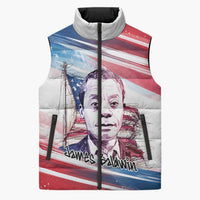 James Baldwin Sleeveless Puffer Jacket Artistic Portrait Quote on Love and Awareness Civil Rights Tribute - Wonder Print Shop