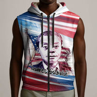 James Baldwin Sleeveless Zip Hoodie Artistic Portrait Quote on Love and Awareness Civil Rights Tribute - Wonder Print Shop