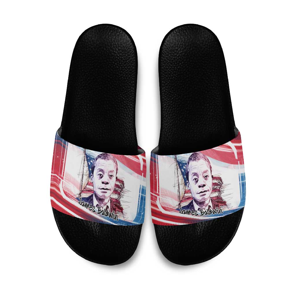 James Baldwin Slide Sandals Artistic Portrait Quote on Love and Awareness Civil Rights Tribute - Wonder Print Shop