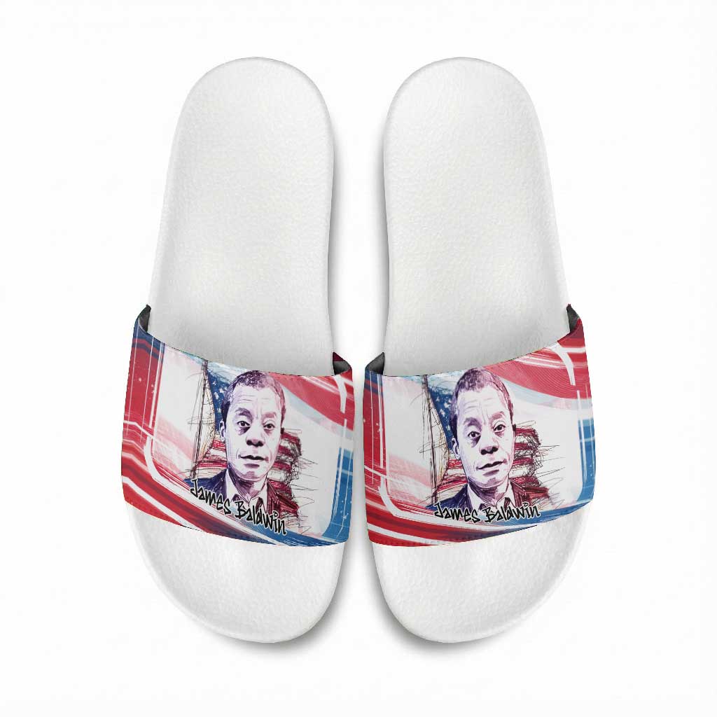 James Baldwin Slide Sandals Artistic Portrait Quote on Love and Awareness Civil Rights Tribute - Wonder Print Shop