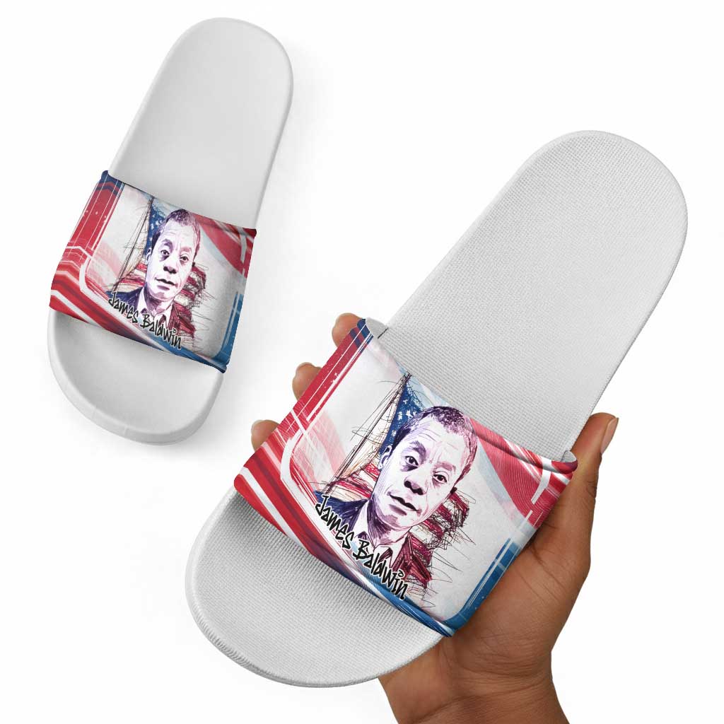 James Baldwin Slide Sandals Artistic Portrait Quote on Love and Awareness Civil Rights Tribute - Wonder Print Shop
