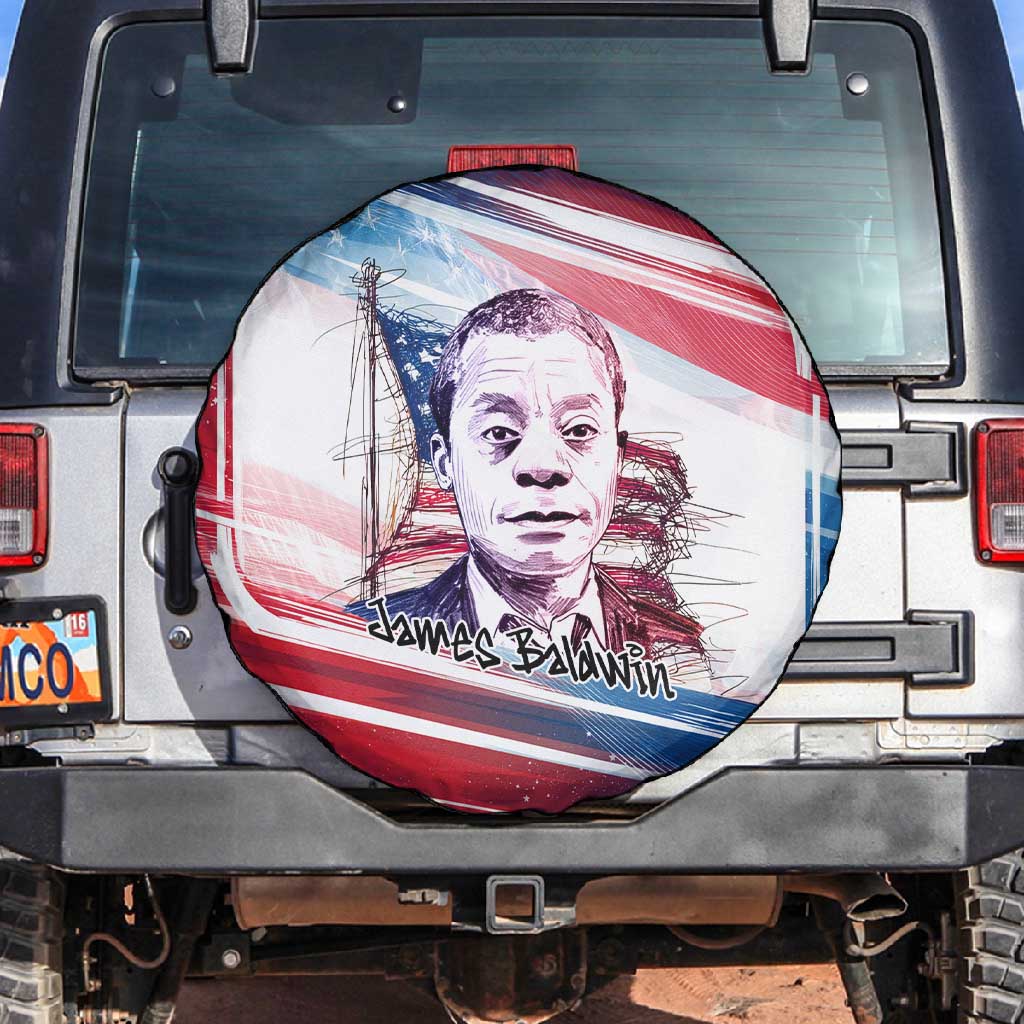 James Baldwin Spare Tire Cover Artistic Portrait Quote on Love and Awareness Civil Rights Tribute - Wonder Print Shop