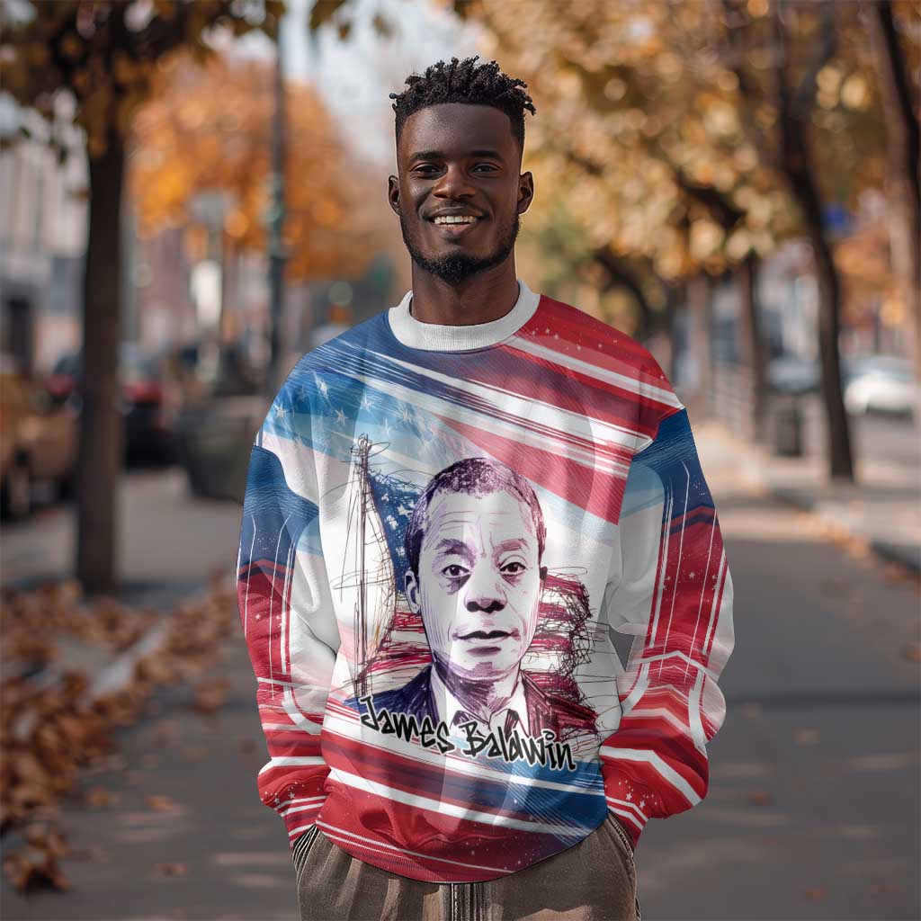 James Baldwin Sweatshirt Artistic Portrait Quote on Love and Awareness Civil Rights Tribute - Wonder Print Shop