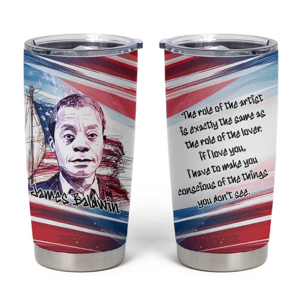 James Baldwin Tumbler Cup Artistic Portrait Quote on Love and Awareness Civil Rights Tribute - Wonder Print Shop