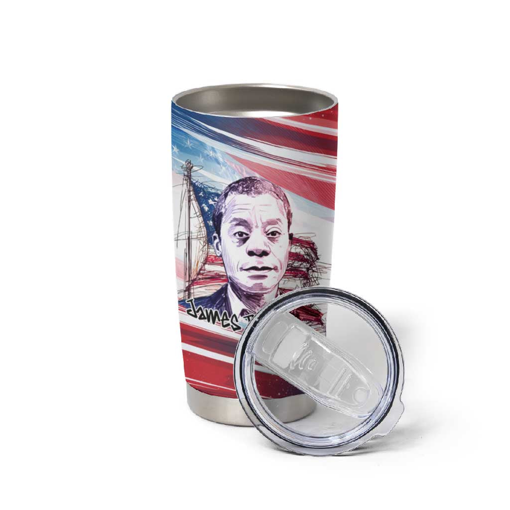 James Baldwin Tumbler Cup Artistic Portrait Quote on Love and Awareness Civil Rights Tribute - Wonder Print Shop