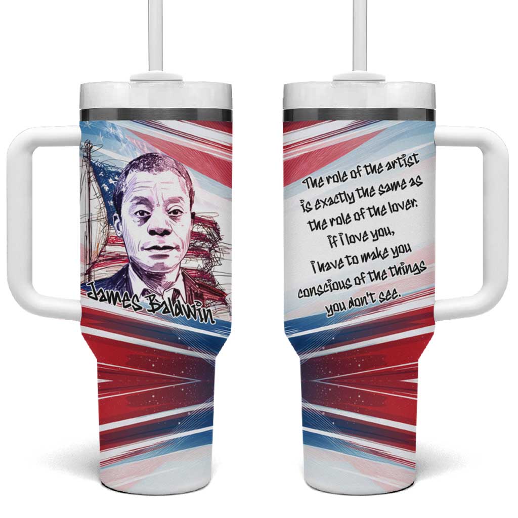 James Baldwin Tumbler With Handle Artistic Portrait Quote on Love and Awareness Civil Rights Tribute - Wonder Print Shop