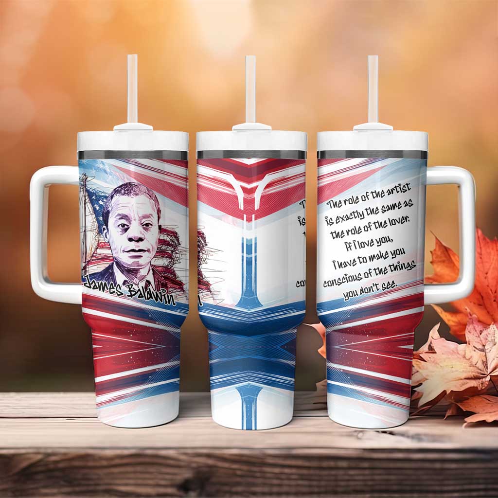 James Baldwin Tumbler With Handle Artistic Portrait Quote on Love and Awareness Civil Rights Tribute - Wonder Print Shop