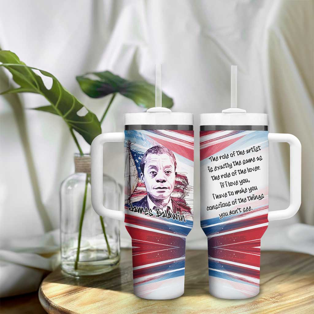 James Baldwin Tumbler With Handle Artistic Portrait Quote on Love and Awareness Civil Rights Tribute - Wonder Print Shop