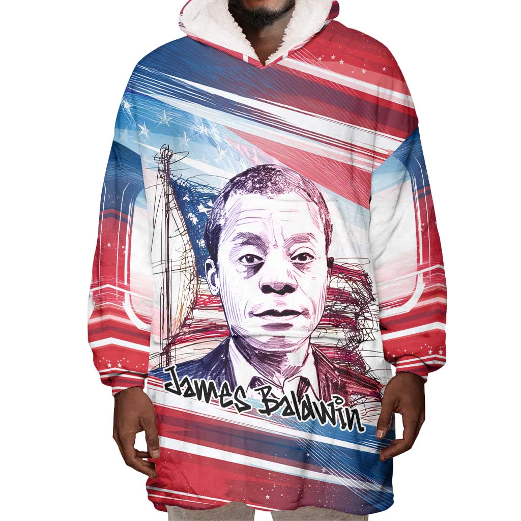 James Baldwin Wearable Blanket Hoodie Artistic Portrait Quote on Love and Awareness Civil Rights Tribute - Wonder Print Shop