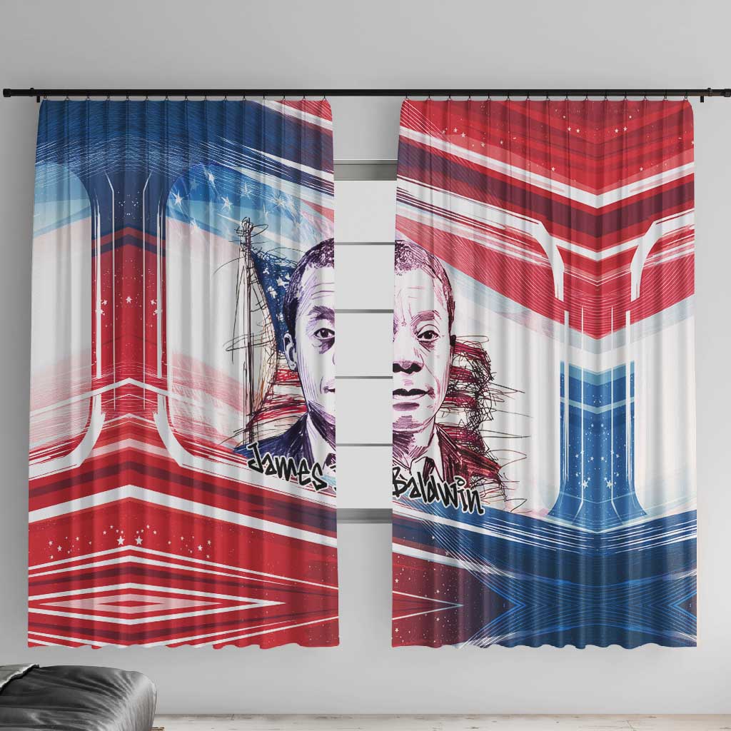 James Baldwin Window Curtain Artistic Portrait Quote on Love and Awareness Civil Rights Tribute - Wonder Print Shop